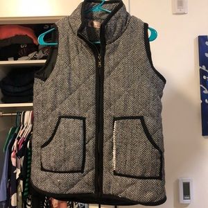 Black and white herringbone vest